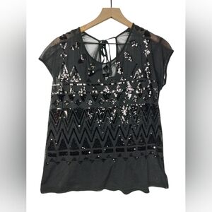 INC International Concepts Black Sequin Blouse